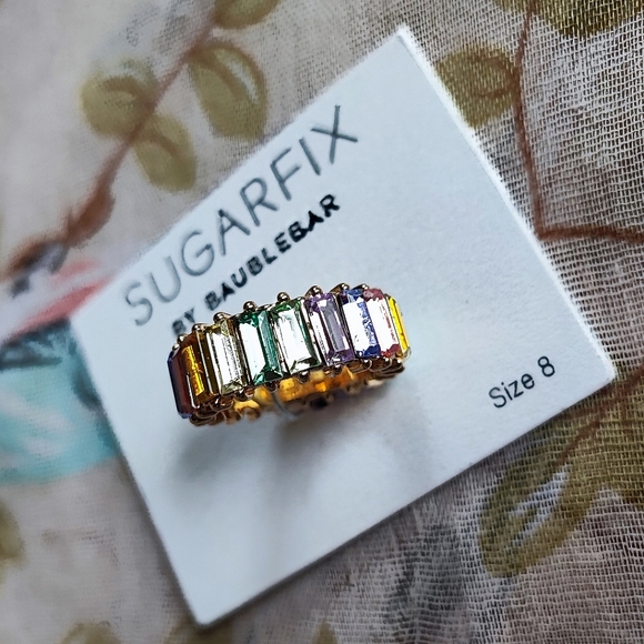 SUGARFIX by BAUBLEBAR Vibrant Pastel Gold Tone Eternity Band Size 8 Ring NEW NOC - Picture 8 of 11